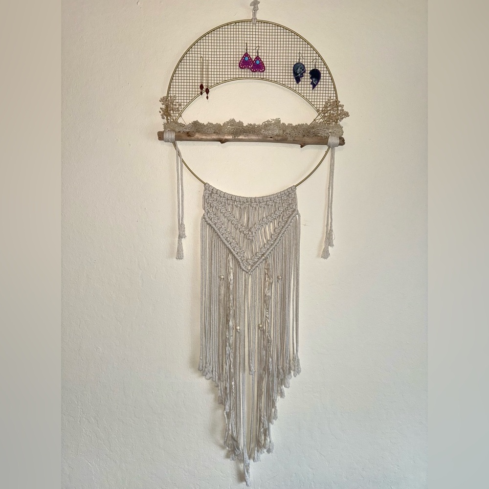 Bohemian Macrame Wall Hanging Earring Holder
